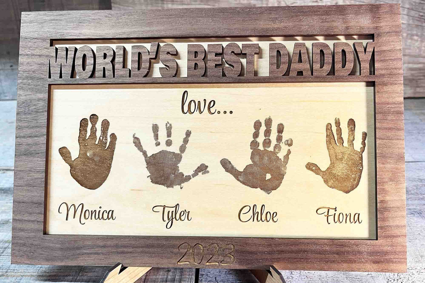 Father's Day Sign With Hand or Footprints.