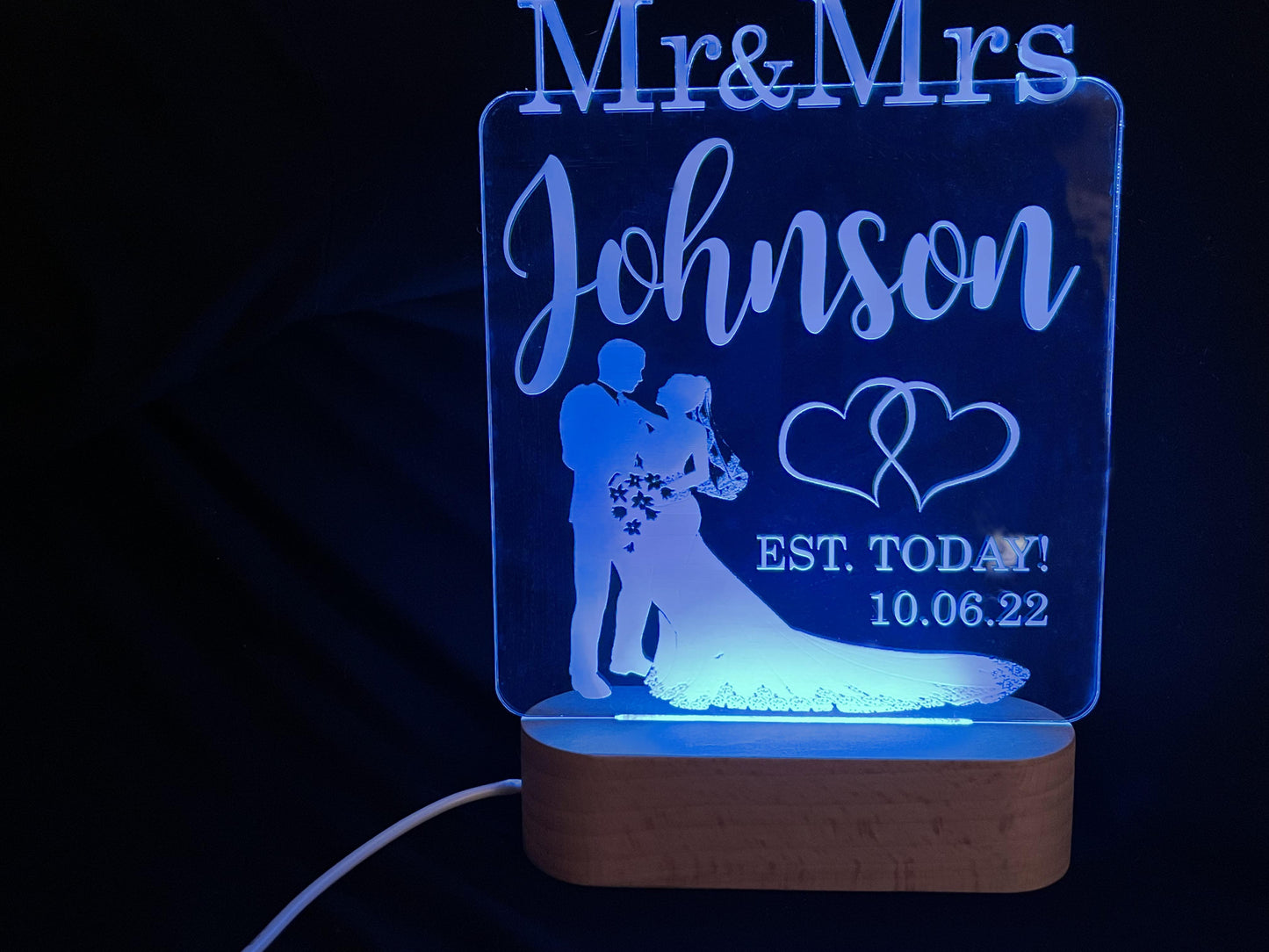 Mr and Mrs Wedding LED Sign - 7 Colour.