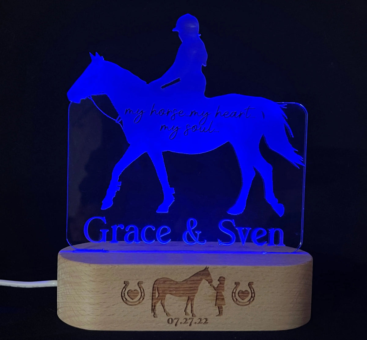 Horse and Girl LED Sign - 7 Colours.