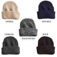 Chunky Knit Hat with Custom Leather Patches.