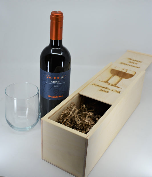 Custom Design Engraved Pine Wine Boxes.