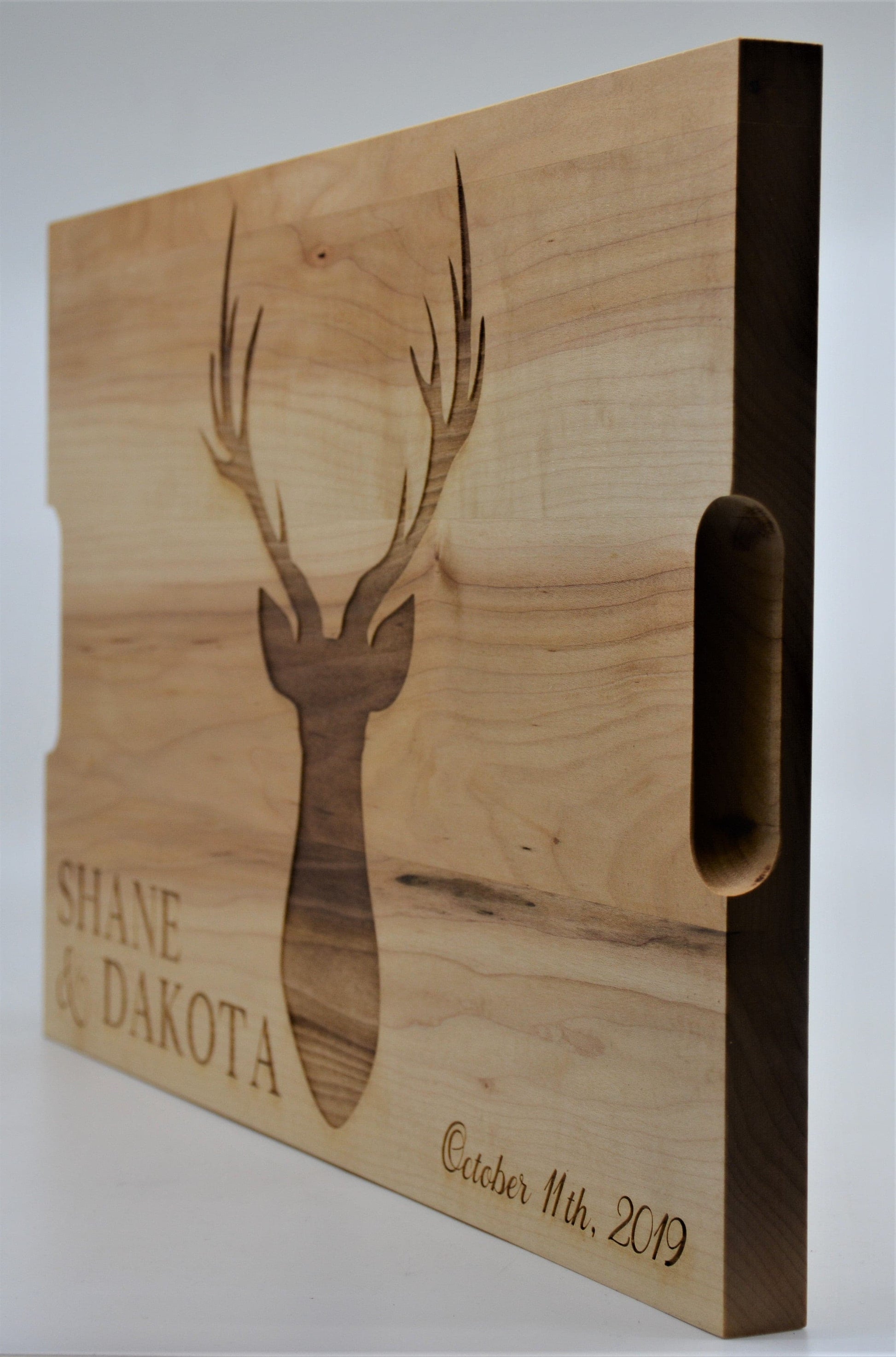 Solid Maple Cutting Board With Deer Head Design 65.