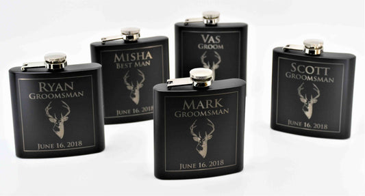 Custom Engraved Flask Deer Design 11.