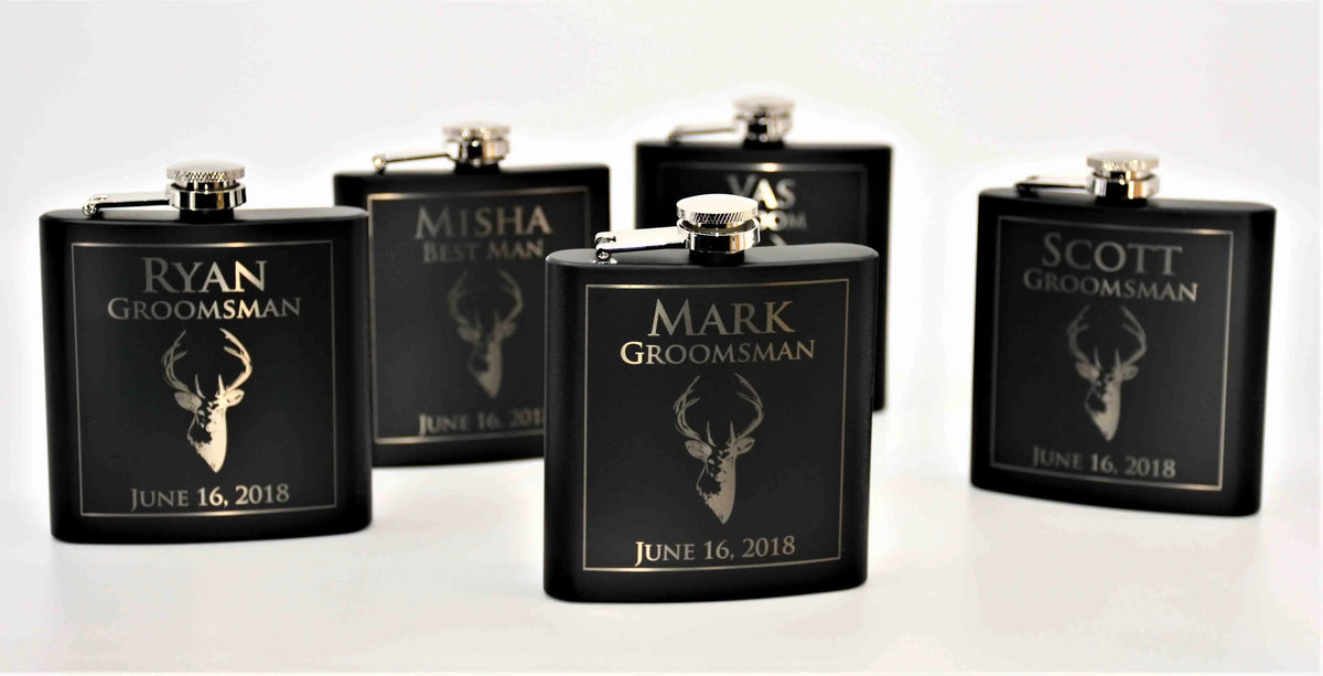 Custom Engraved Flask Deer Design 11.