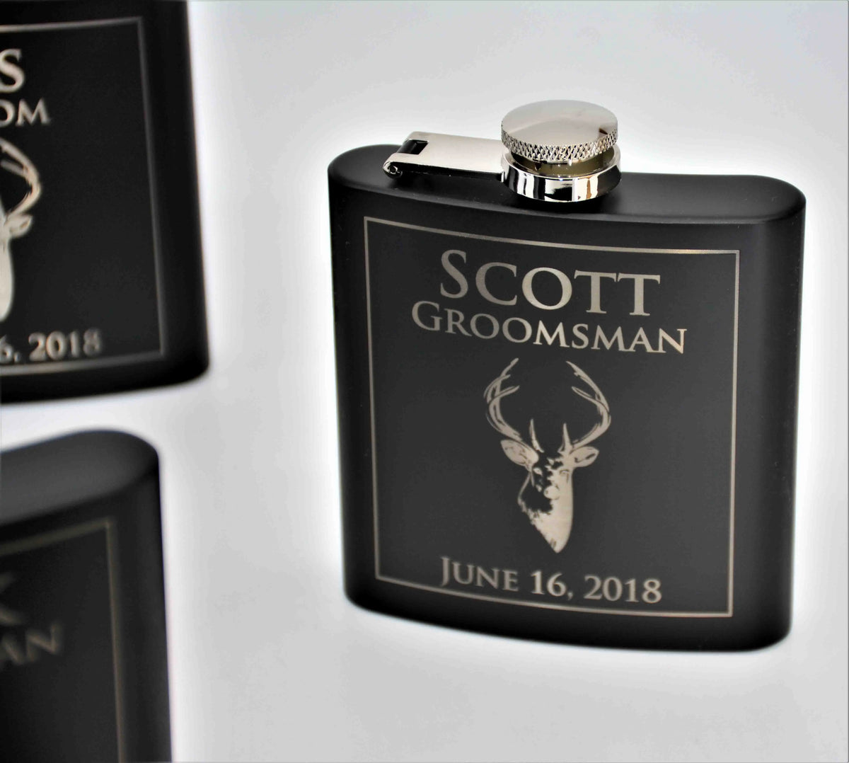 Custom Engraved Flask Deer Design 11.