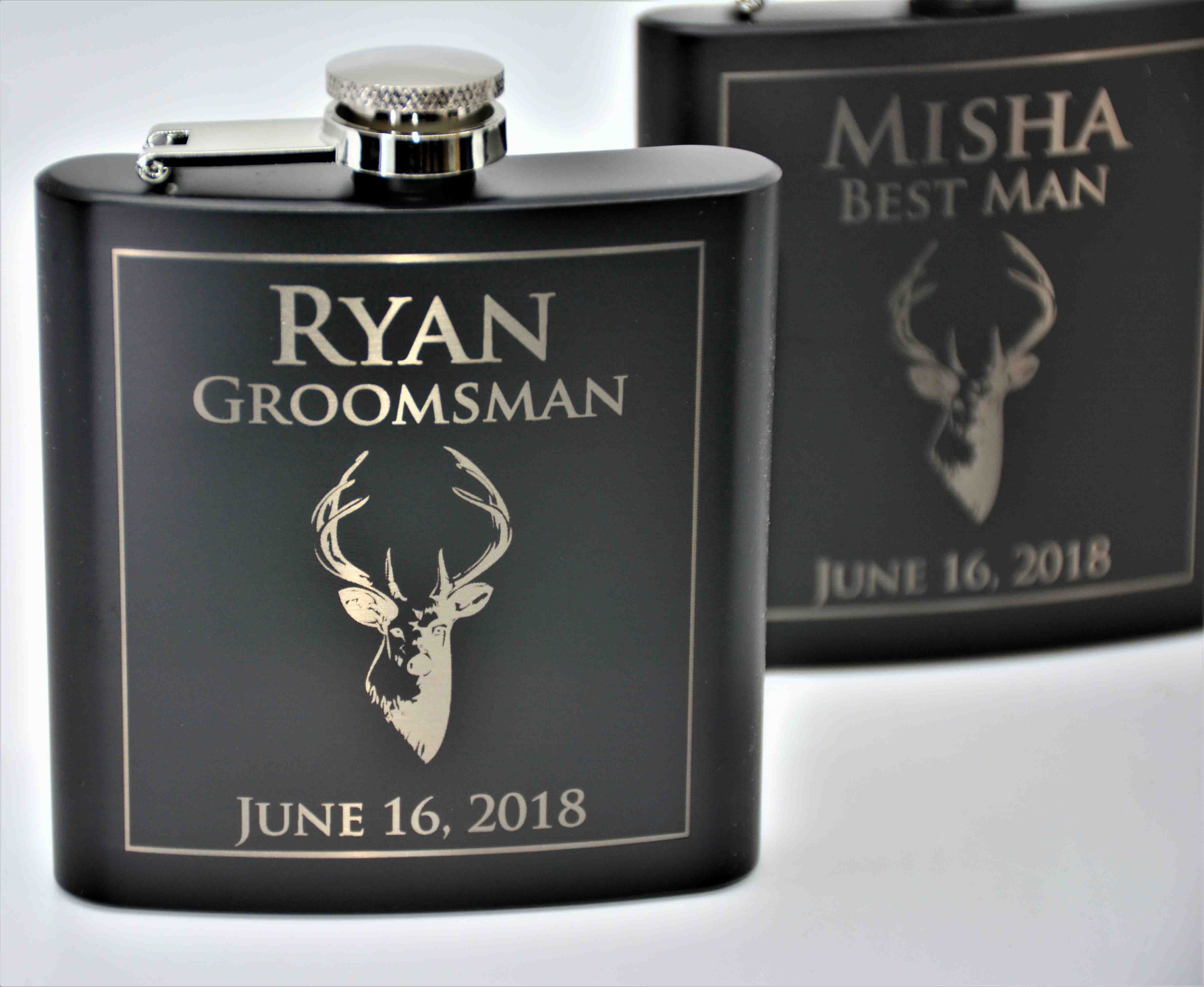 Custom Engraved Flask Deer Design 11.