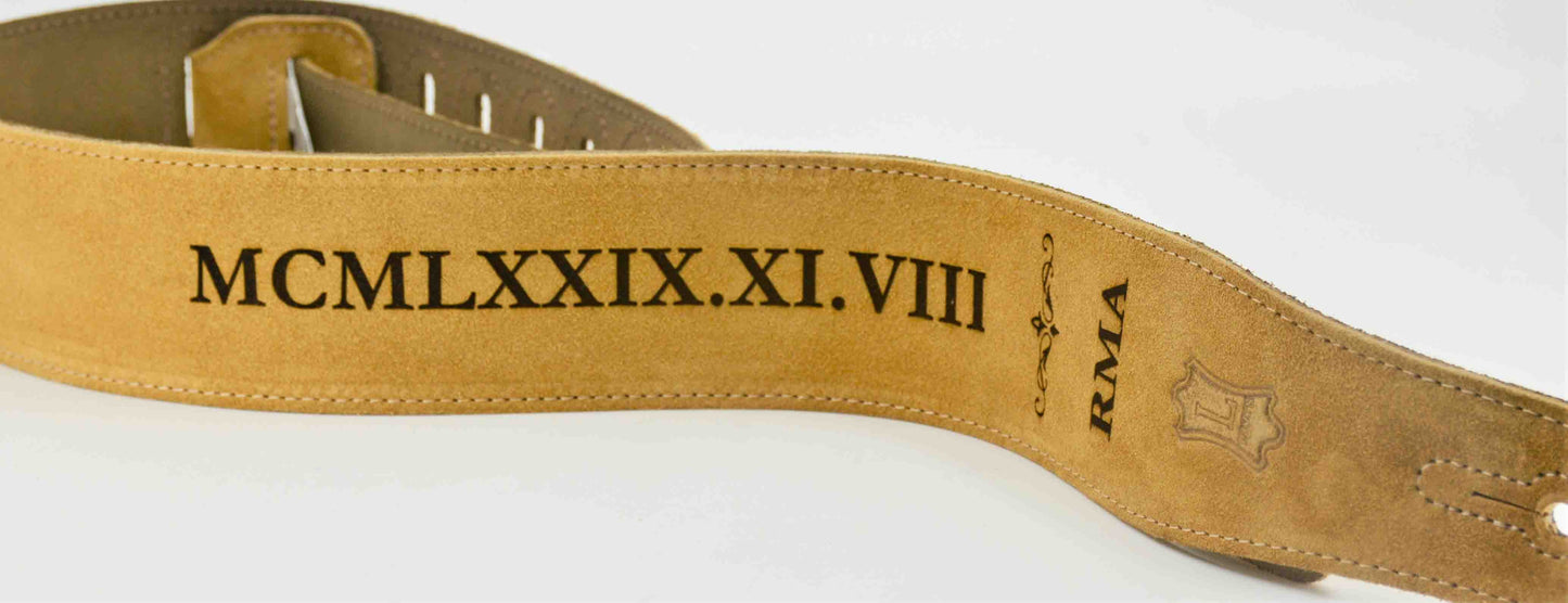 Suede Leather Guitar Straps Tan Colour.