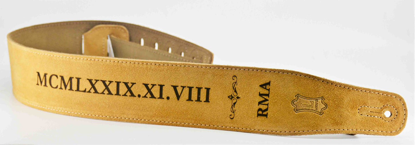 Suede Leather Guitar Straps Tan Colour.