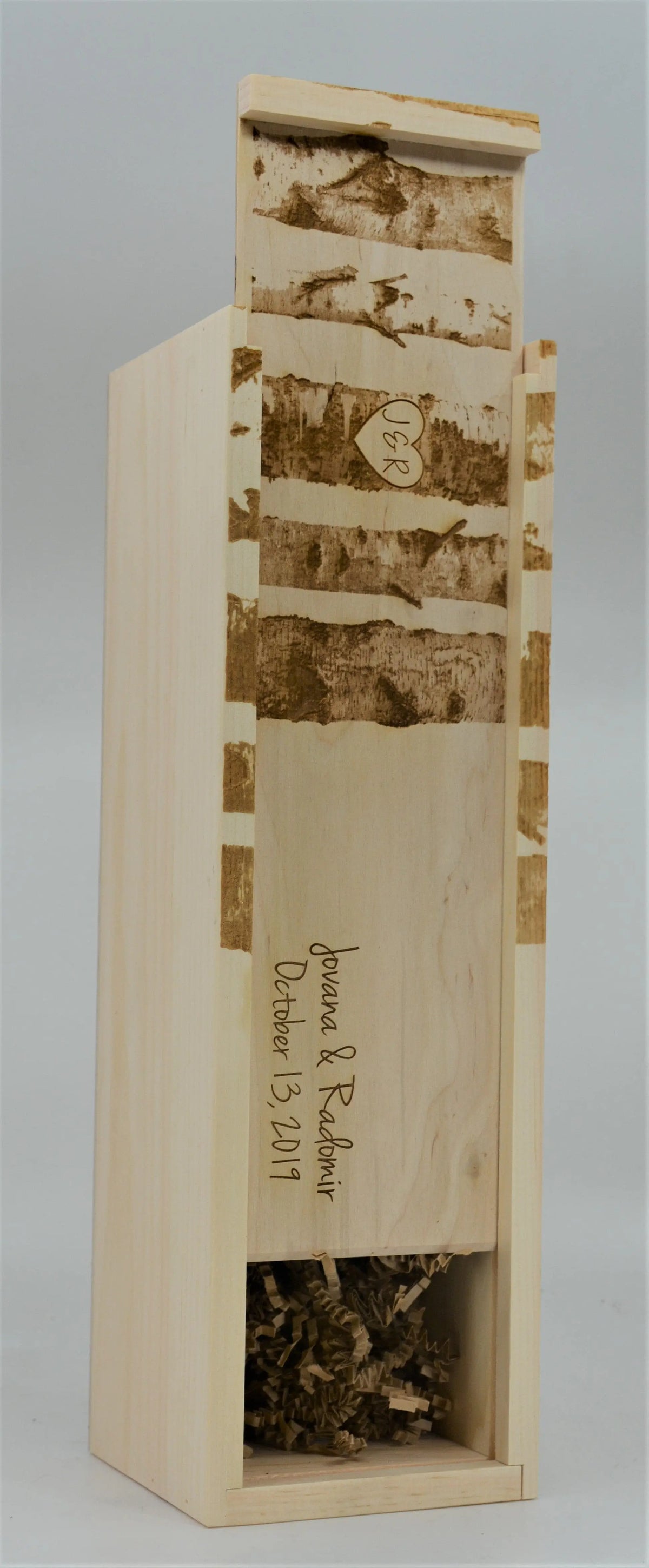 Custom Pine Wine Boxes - Birch Tree Design 17.