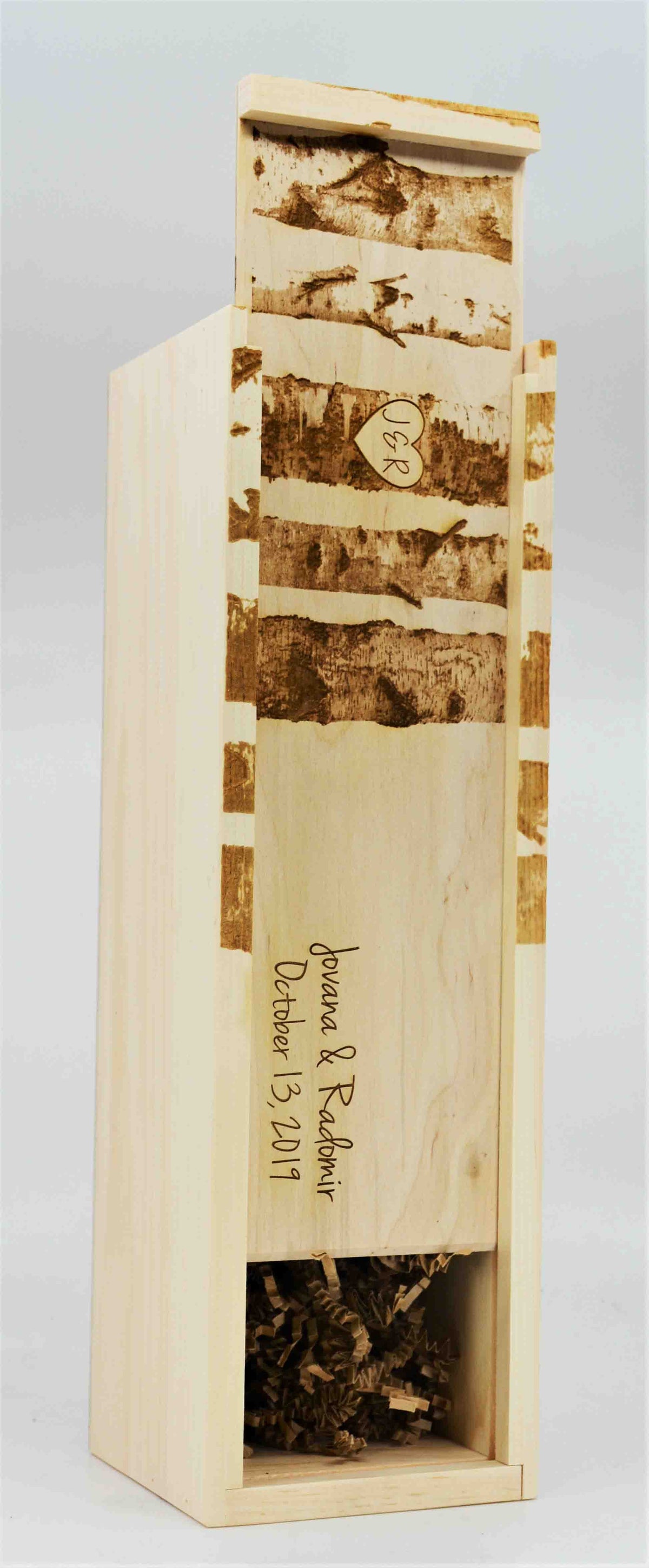 Custom Pine Wine Boxes - Birch Tree Design 17.