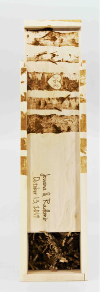 Custom Pine Wine Boxes - Birch Tree Design 17.