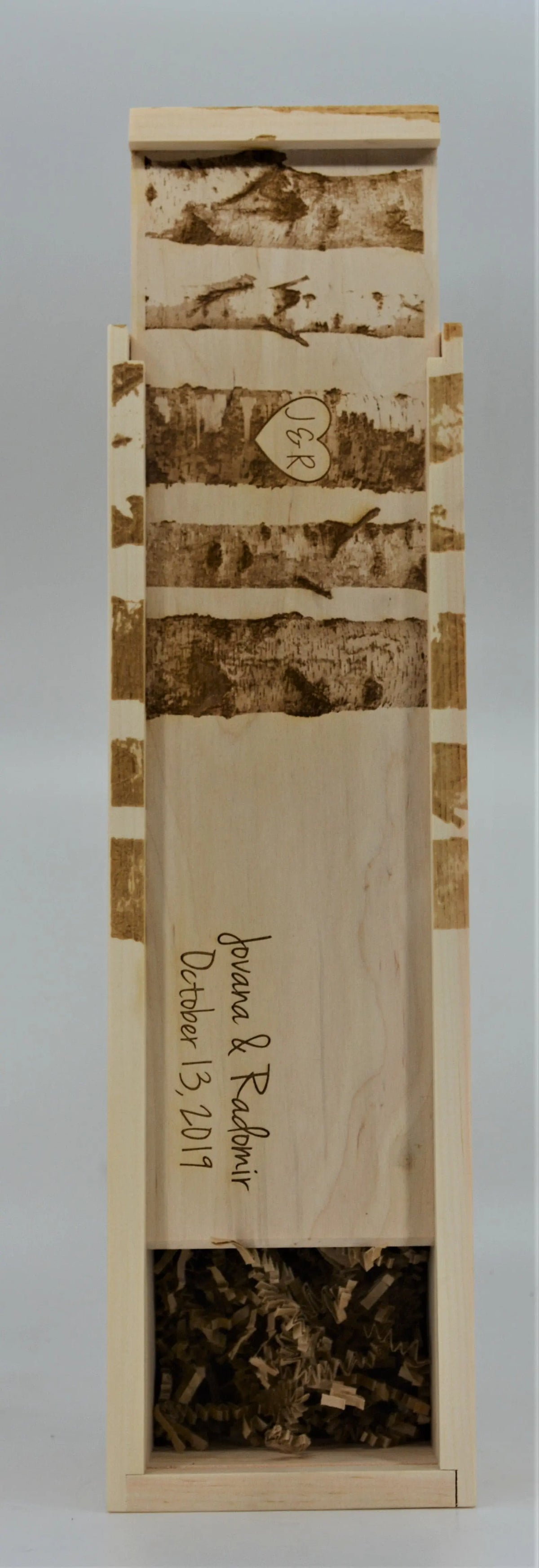 Custom Pine Wine Boxes - Birch Tree Design 17.