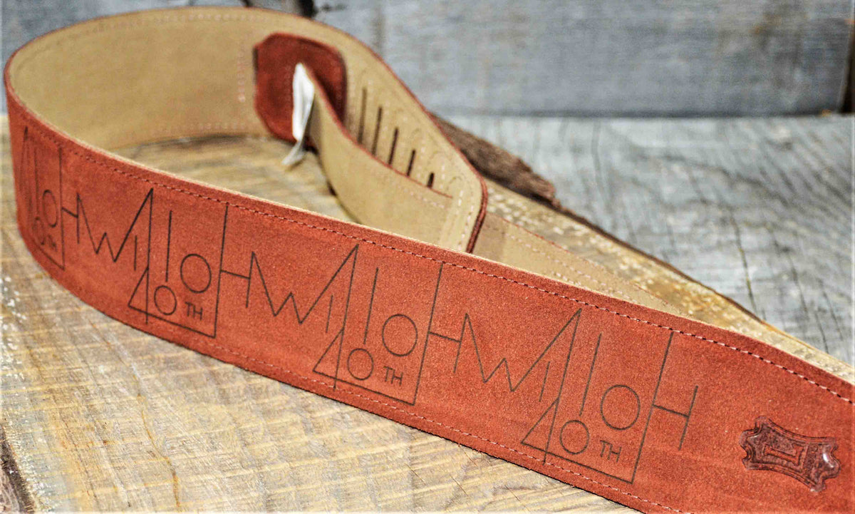 Suede Leather Guitar Straps Rust Colour.