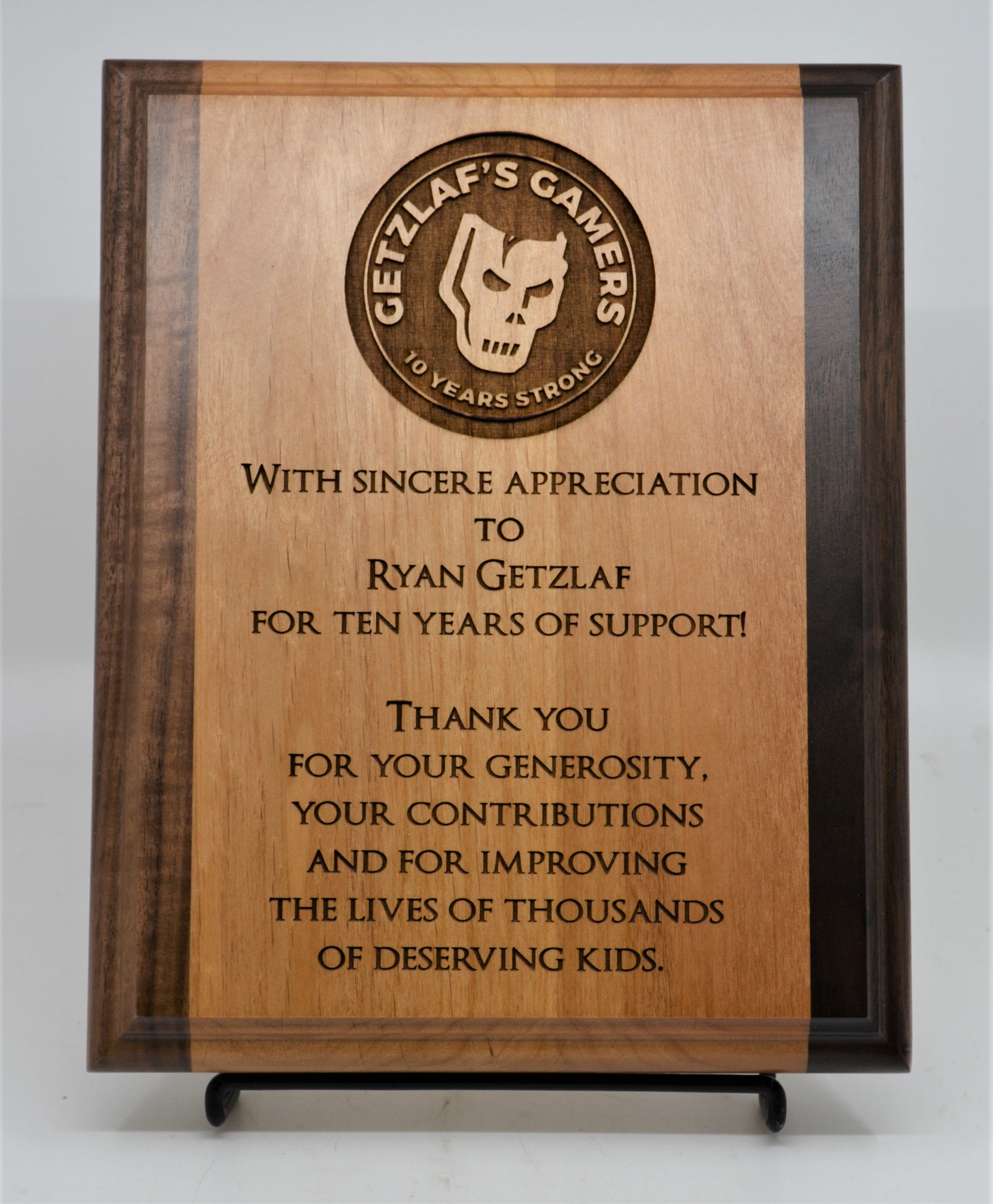Custom Wood Plaque - Engraved Solid Cherry Wood Plaque with Logo