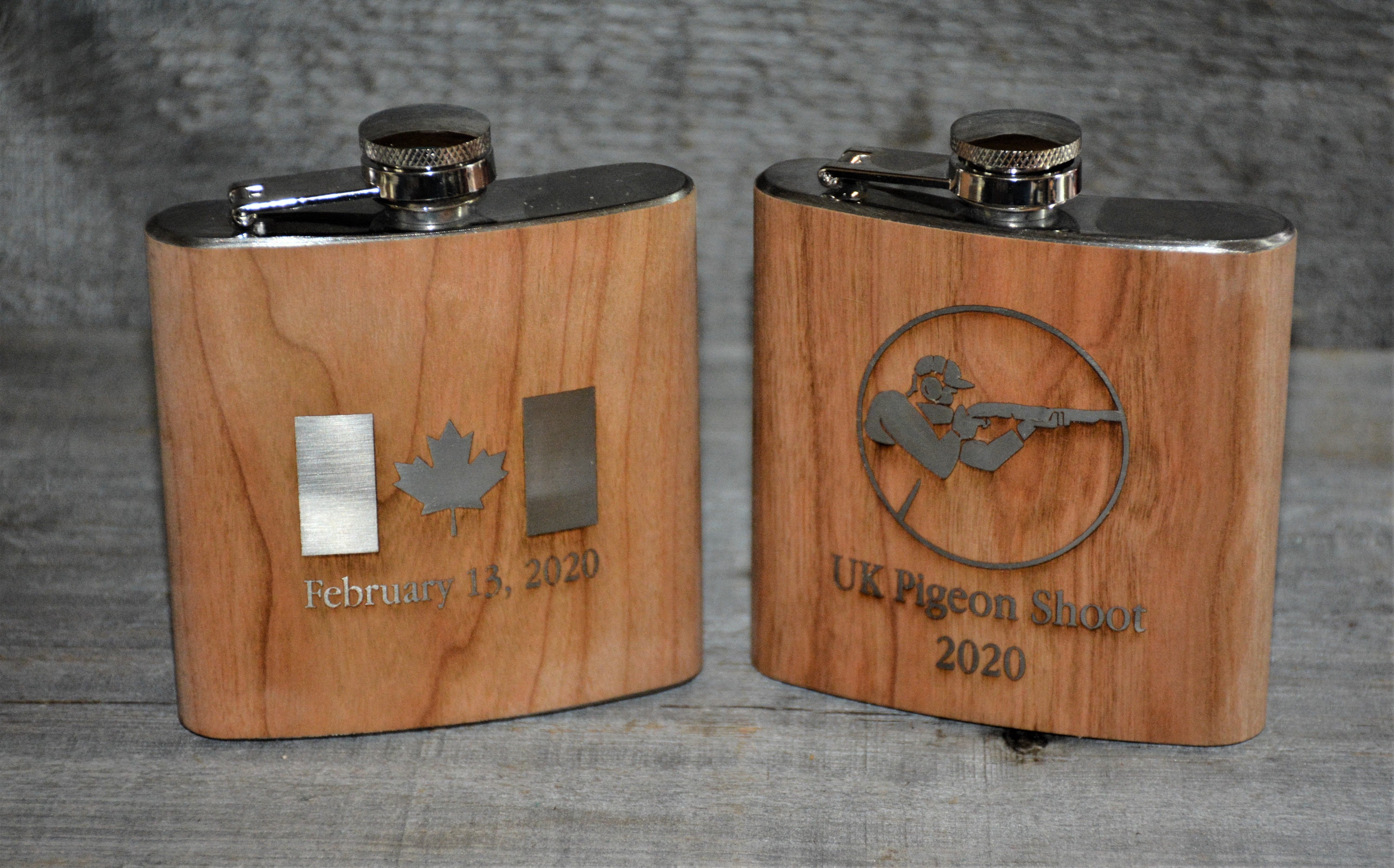 Cherry Wood Engraved Flask - Your Custom Design.