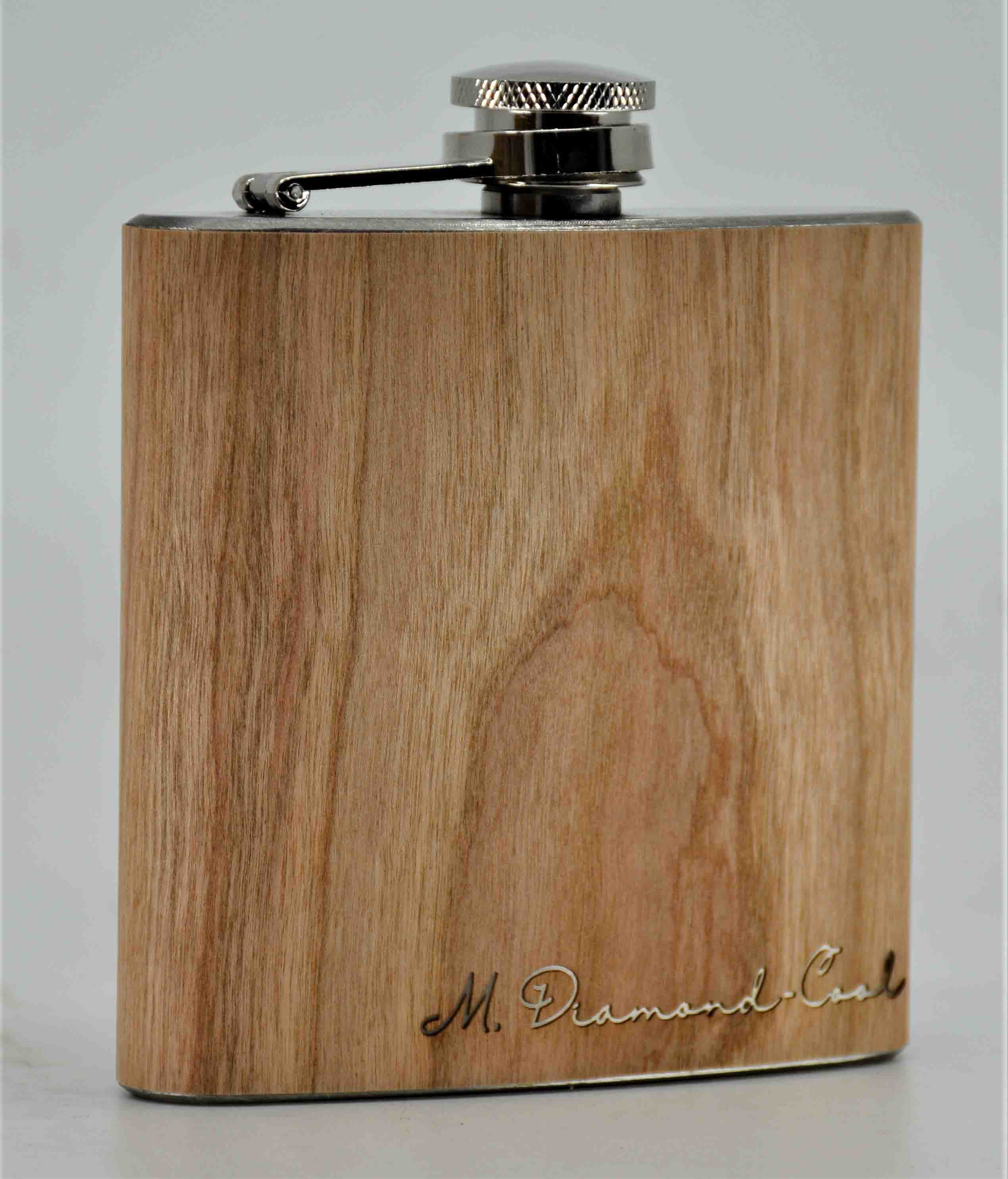 Cherry Wood Engraved Flask - Your Custom Design.