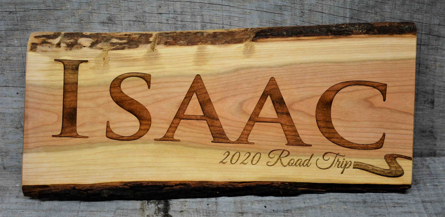 Family Name Design Live Edge Cherry Board.