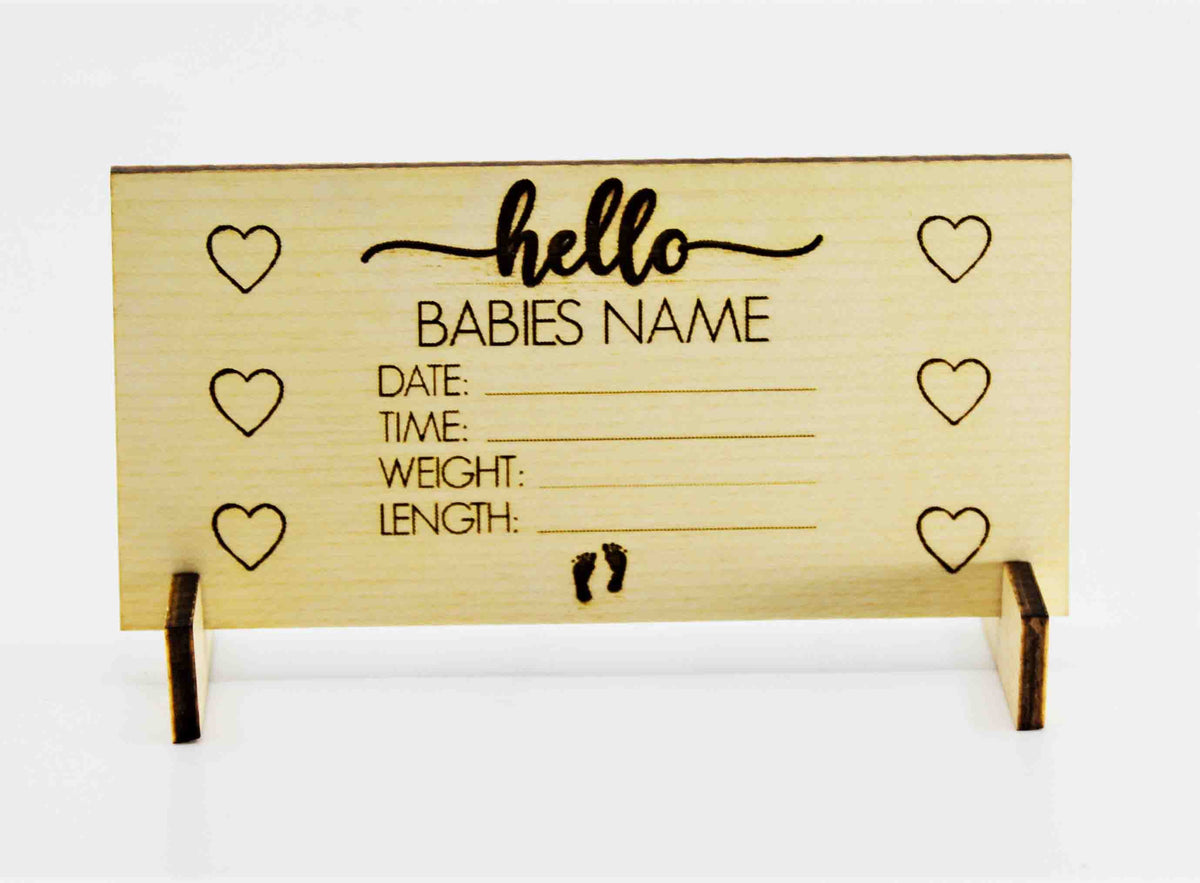 Baby Birth Announcement Wooden Cut out.
