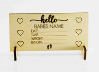 Baby Birth Announcement Wooden Cut out.