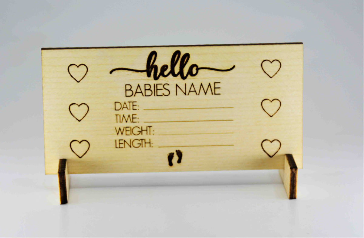 Baby Birth Announcement Wooden Cut out.