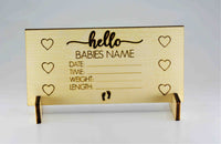 Baby Birth Announcement Wooden Cut out.