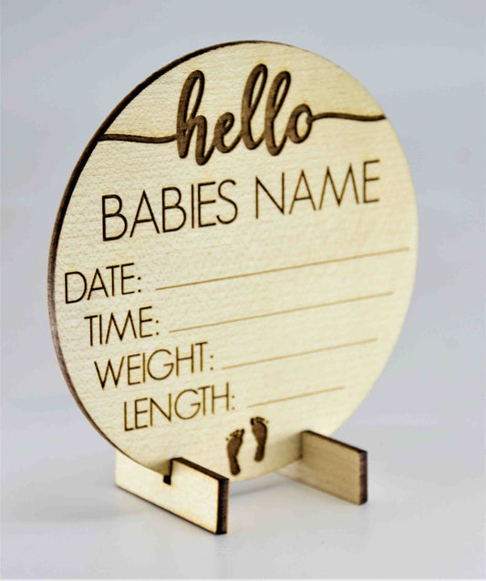 Baby Birth Announcement Wooden Cut out.