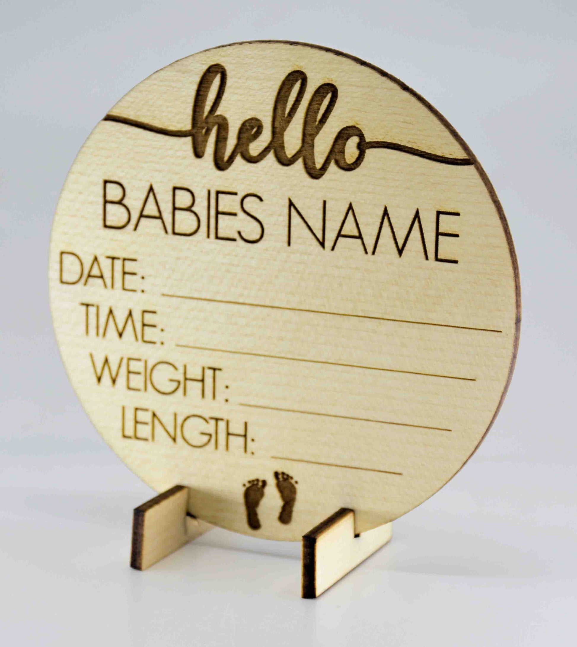 Baby Birth Announcement Wooden Cut out.