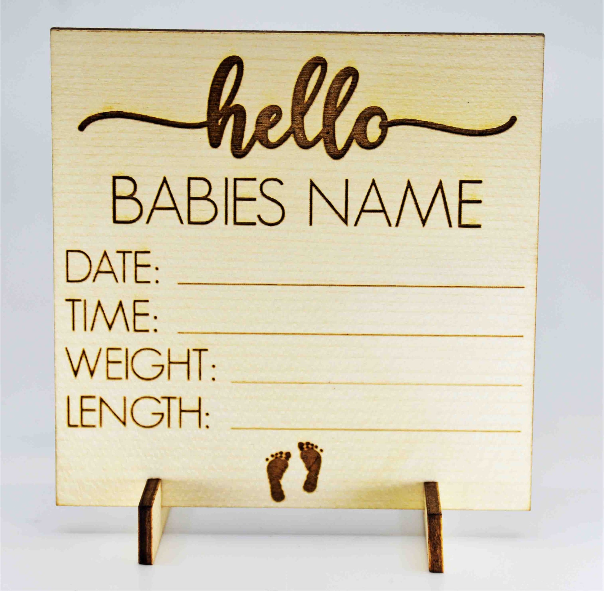 Baby Birth Announcement Wooden Cut out.