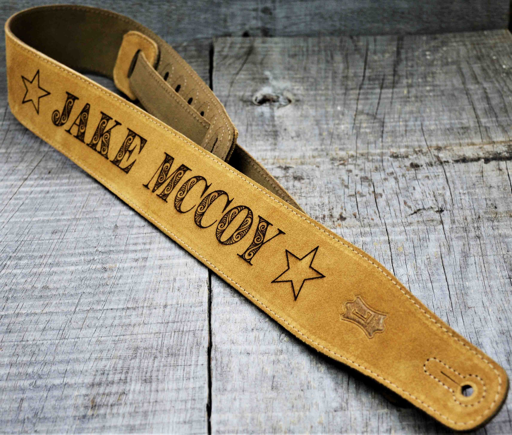 Suede Leather Guitar Straps Tan Colour.