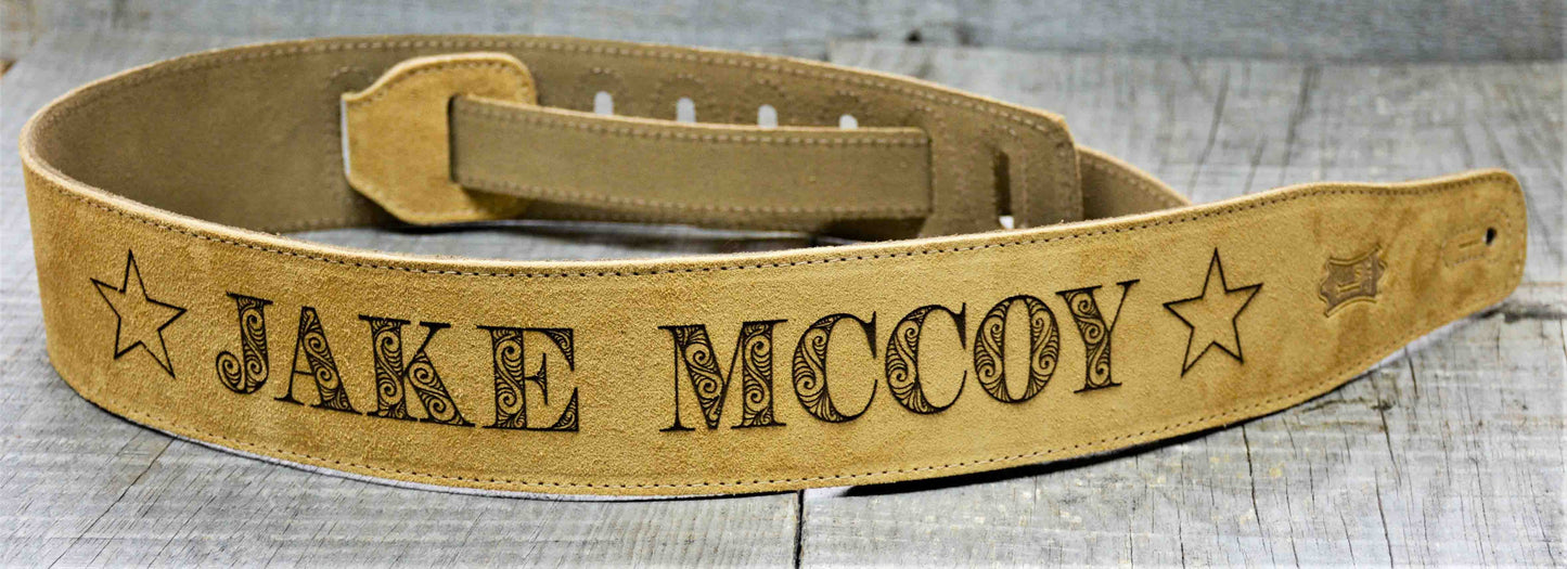 Suede Leather Guitar Straps Tan Colour.