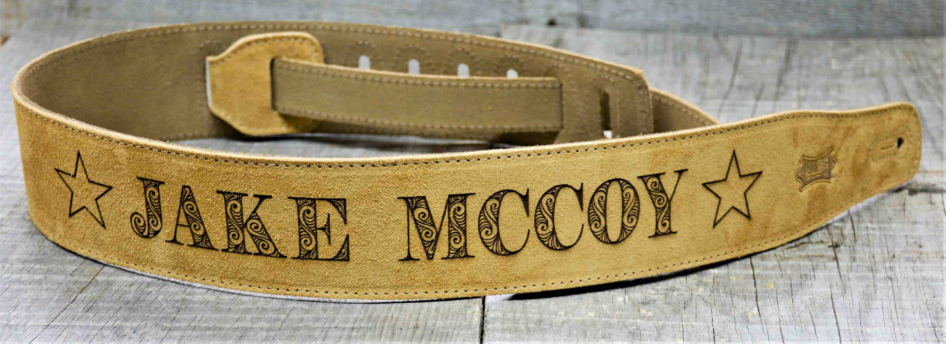 Suede Leather Guitar Straps Tan Colour.