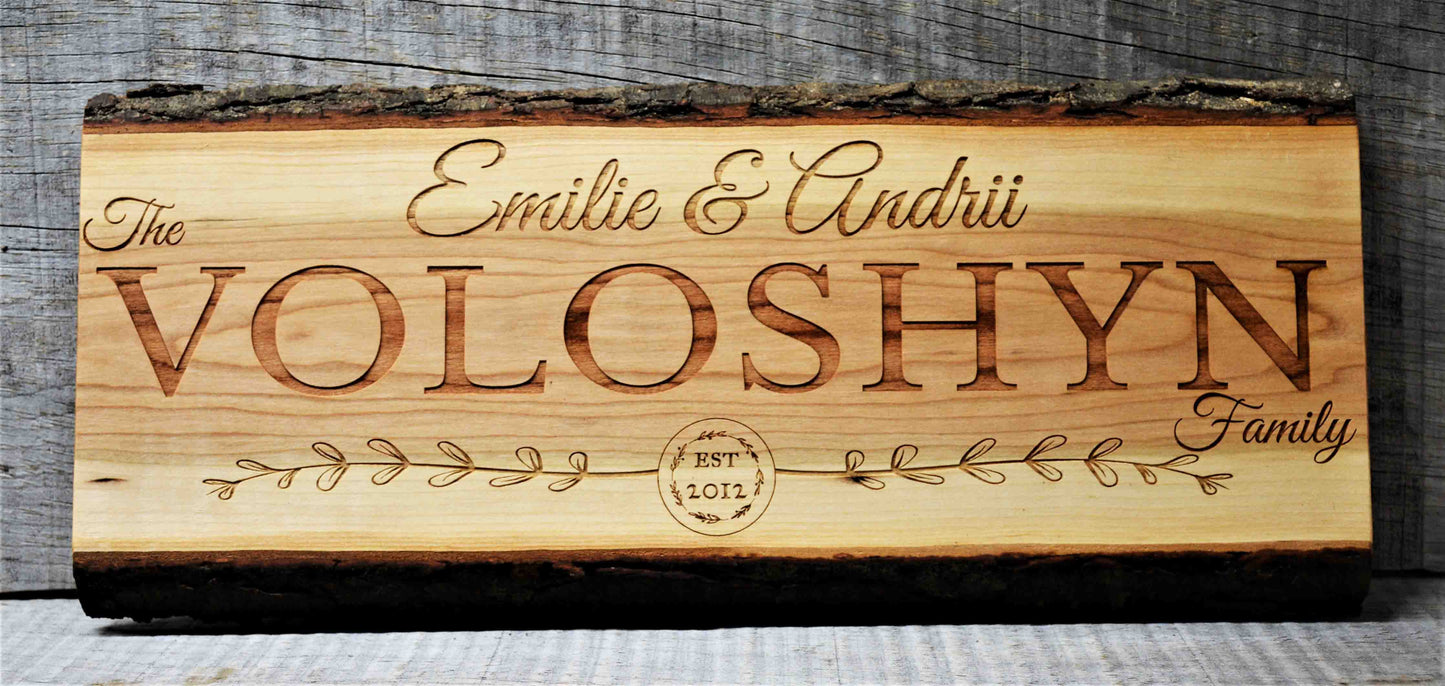 Family Name Design Live Edge Cherry Board.