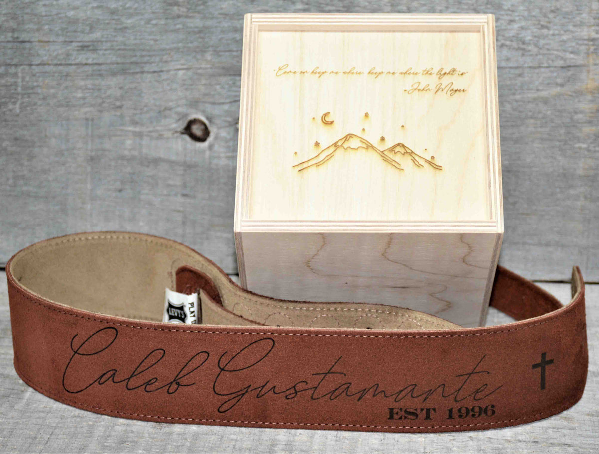 Suede Leather Guitar Straps Rust Colour.