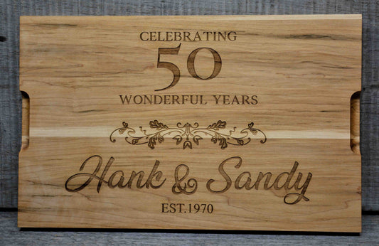 Custom Solid Maple Cutting Board Wedding Anniversary Design 71.