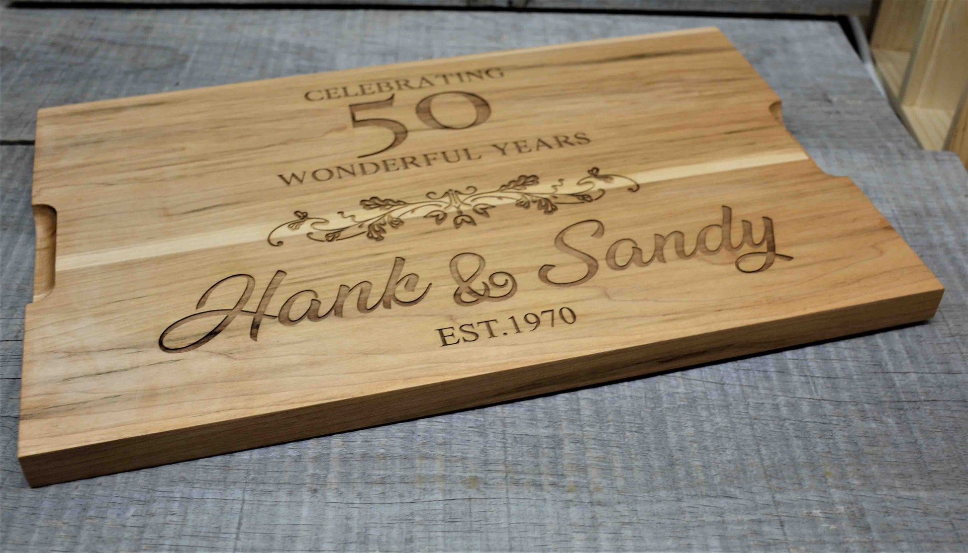 Custom Solid Maple Cutting Board Wedding Anniversary Design 71.