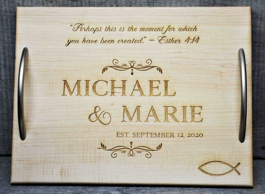 Solid Maple Wood Serving Trays - Custom Engraved - Design 7.