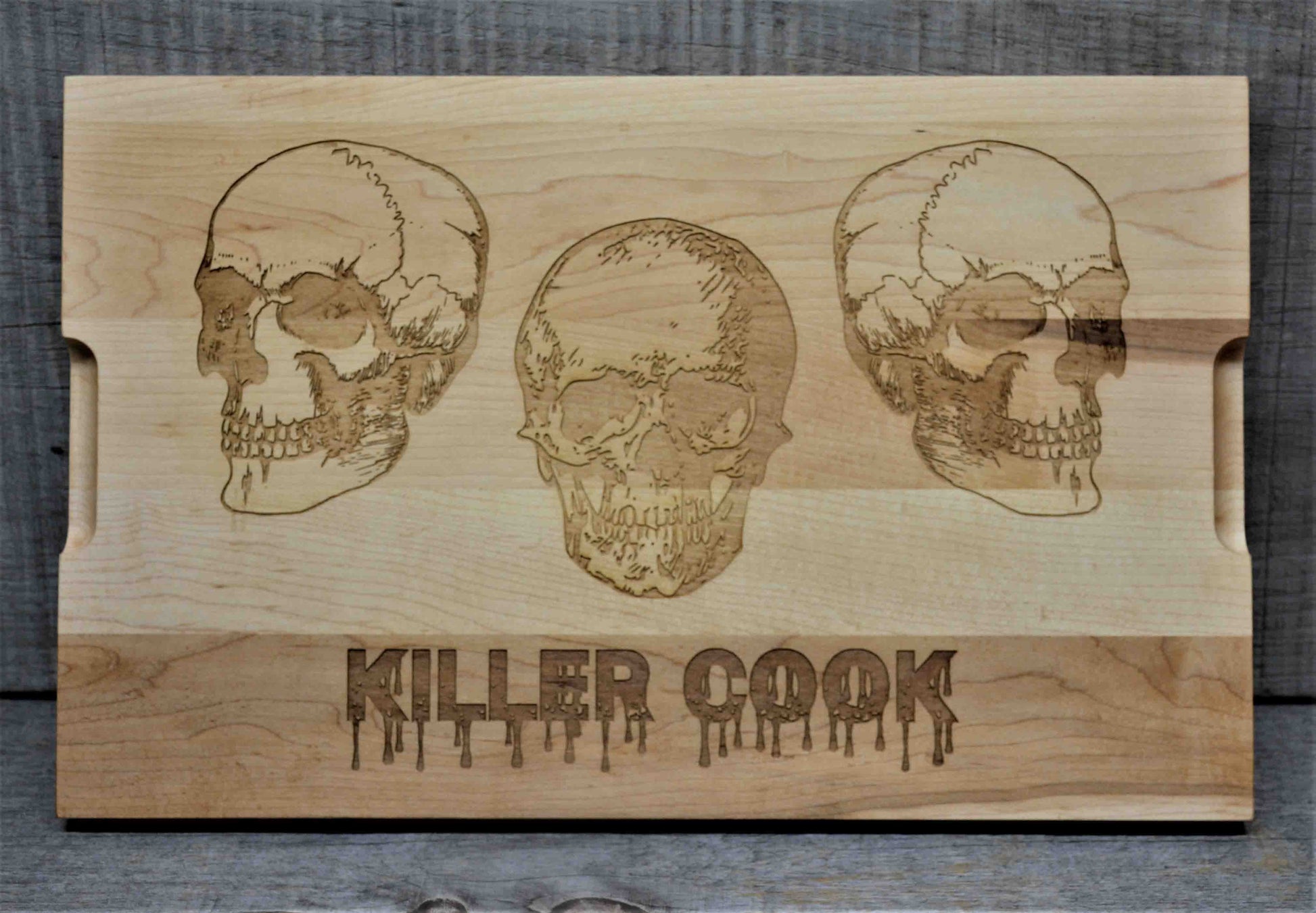 Custom Solid Maple Cutting Board Skulls Design 69.