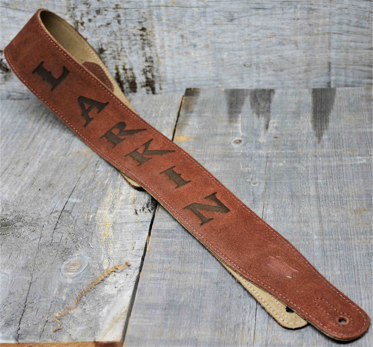 Suede Leather Guitar Straps Rust Colour.