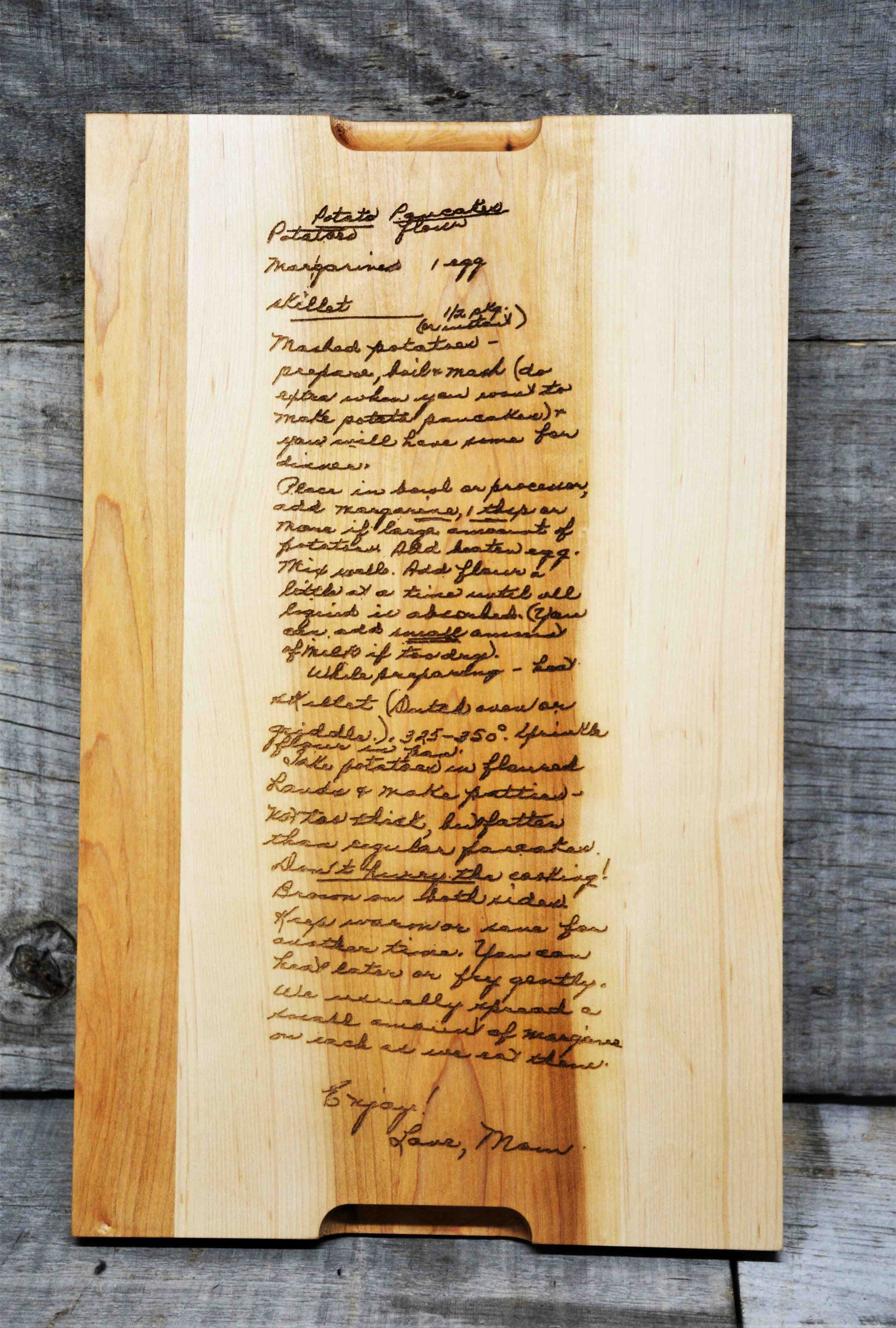 Maple Wood Cutting Board Family Recipe.