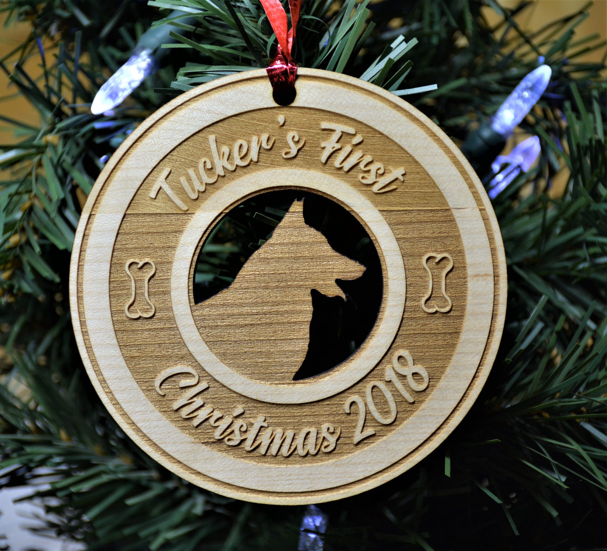 Personalized dog's hot sale first christmas ornament