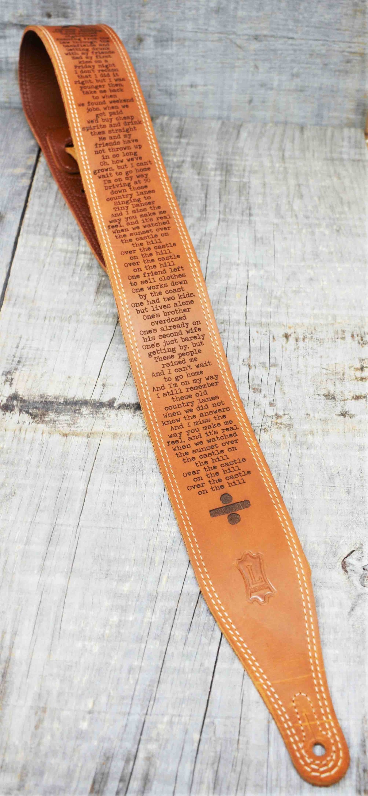 Double Stitch Butter Leather Guitar Straps.