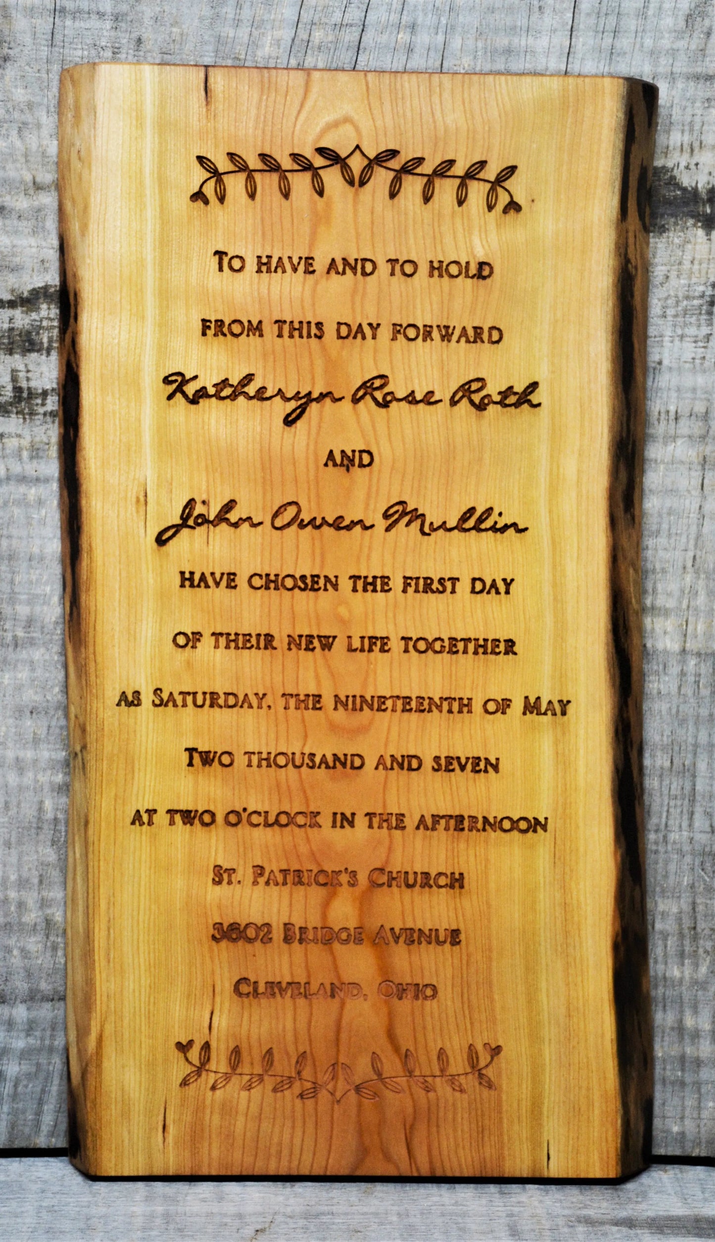 Wedding Invitation Engraved Cherry Wood Custom Signs.