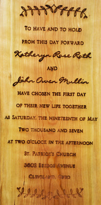 Wedding Invitation Engraved Cherry Wood Custom Signs.