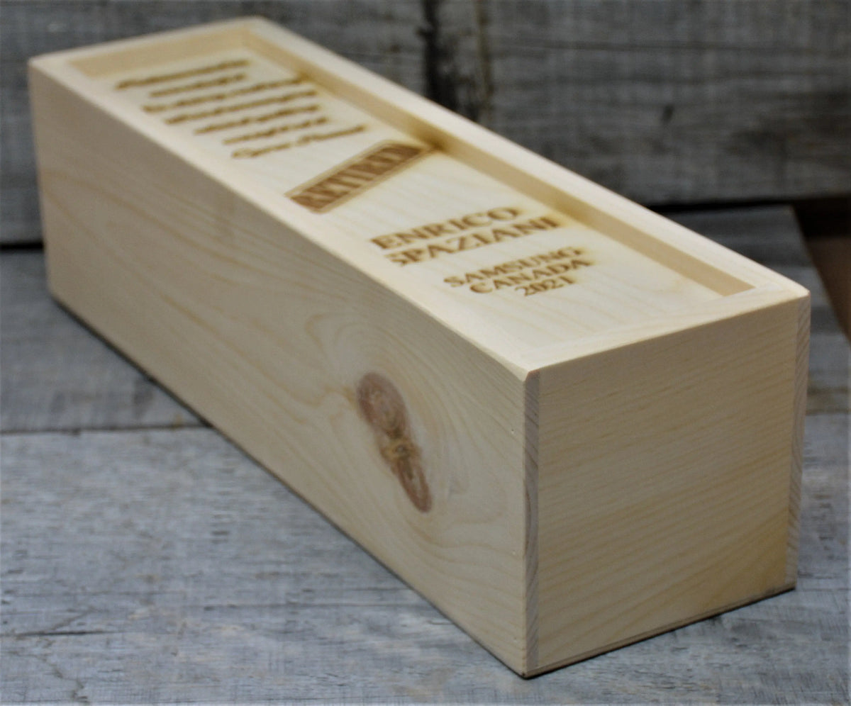 Custom Design Engraved Pine Wine Boxes.
