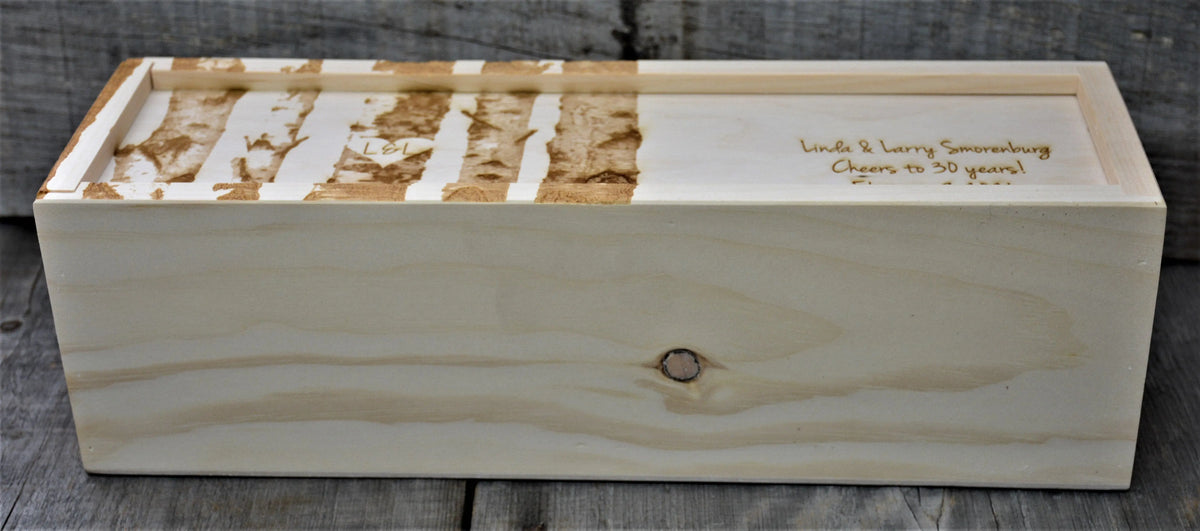 Custom Design Engraved Pine Wine Boxes.