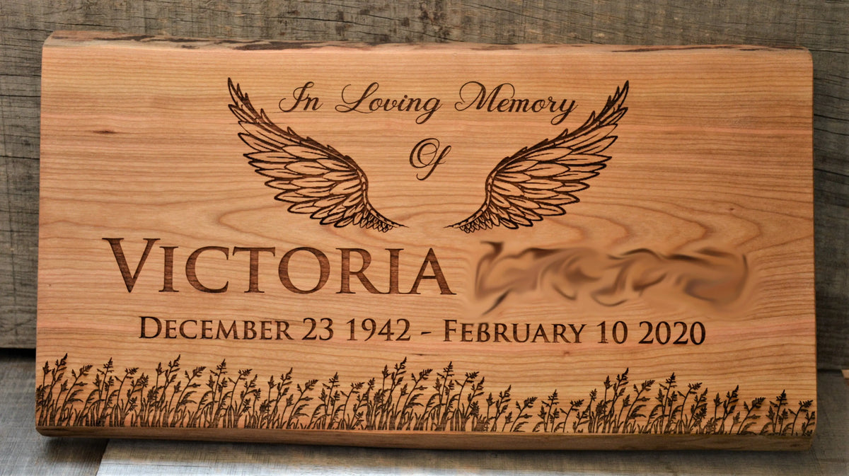 Cherry Wood Custom Signs: In Loving Memory.