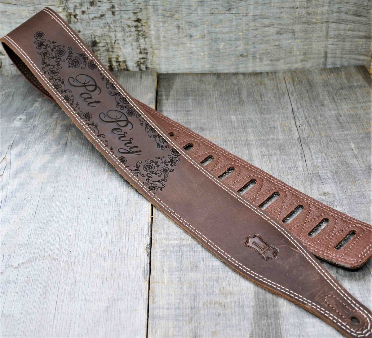 Double Stitch Butter Leather Guitar Straps.