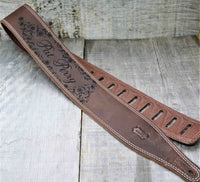 Double Stitch Butter Leather Guitar Straps.