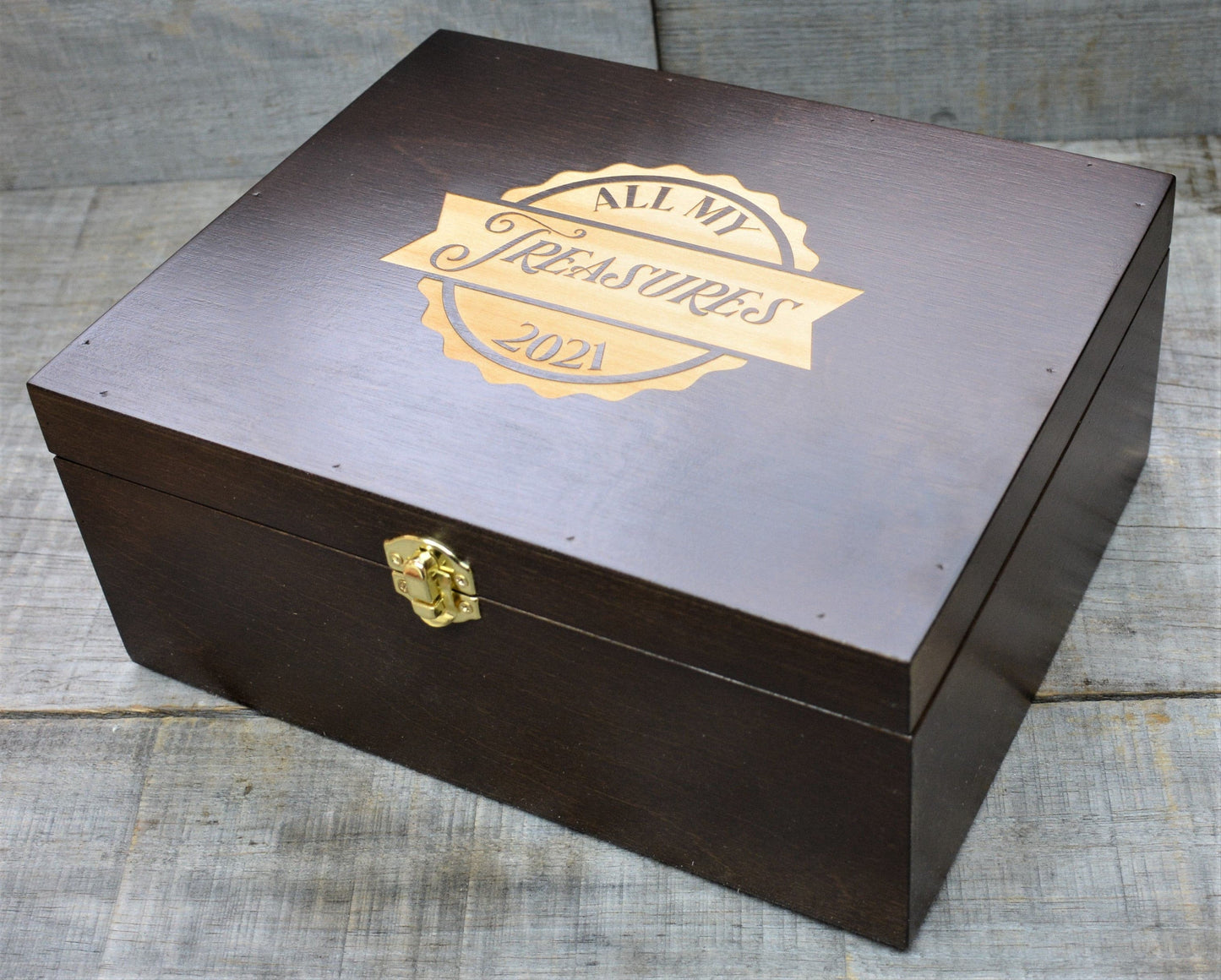 Premium Wooden Gift Box Hinged Lid With Clasp.