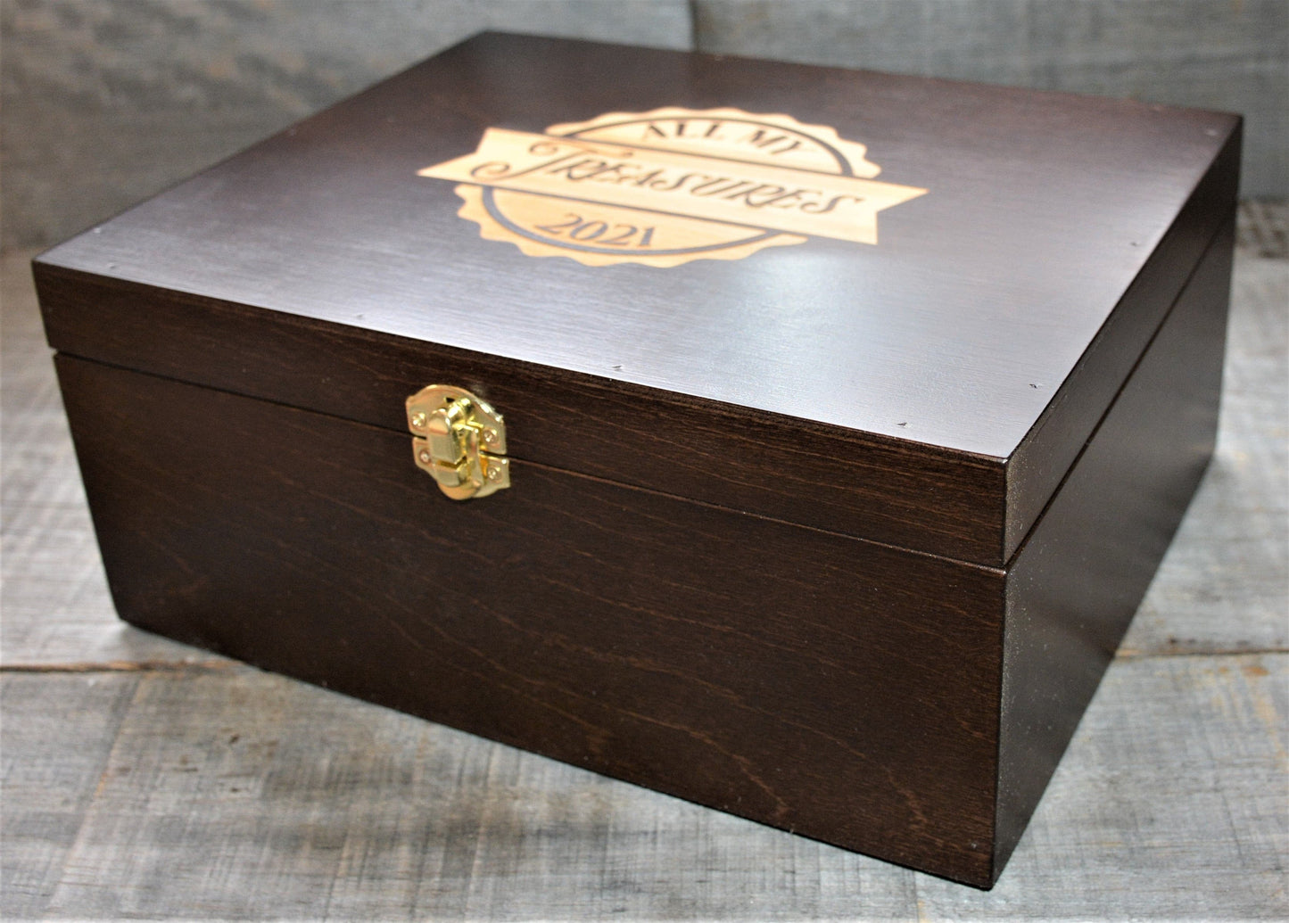 Premium Wooden Gift Box Hinged Lid With Clasp.